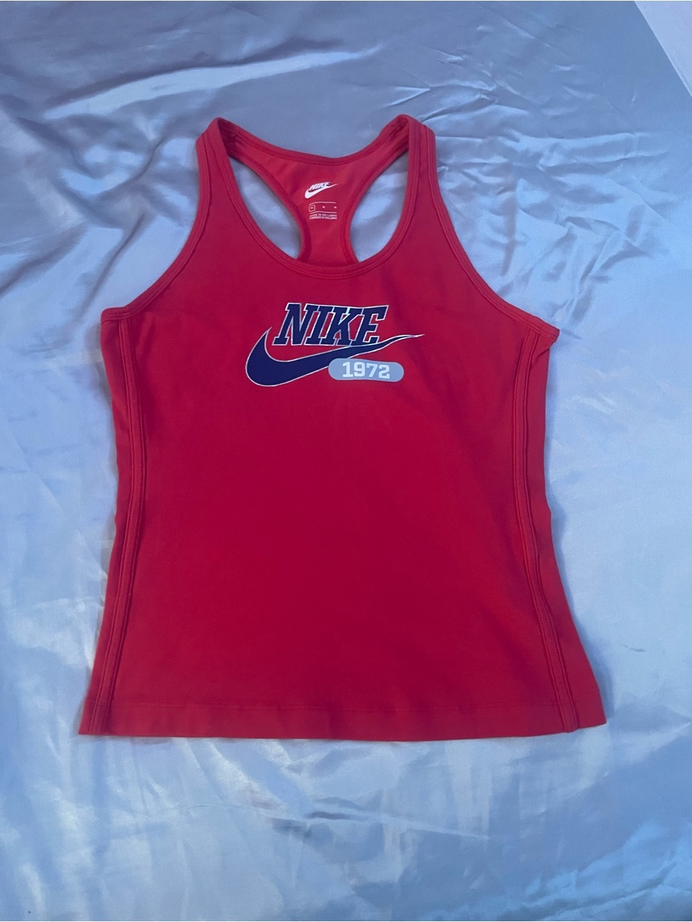 Nike Women's Red Racerback Tank with Navy Logo